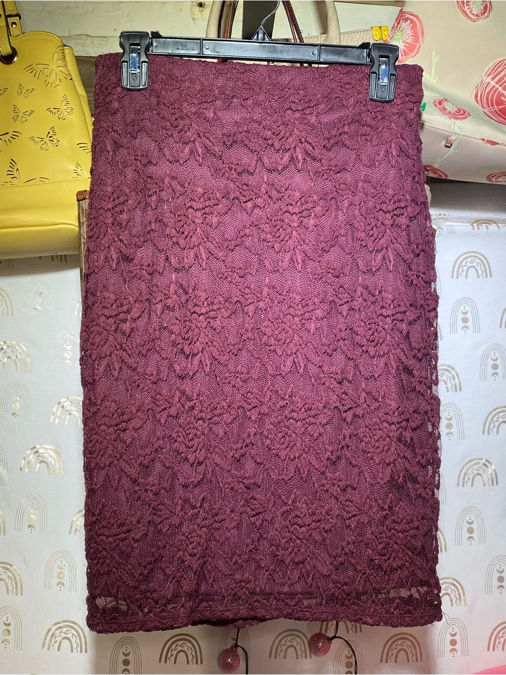 Xhilaration Wine Lace Pencil Skirt